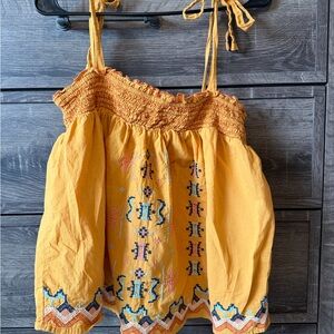 Rachel Zoe Mustard Embroidered Tank